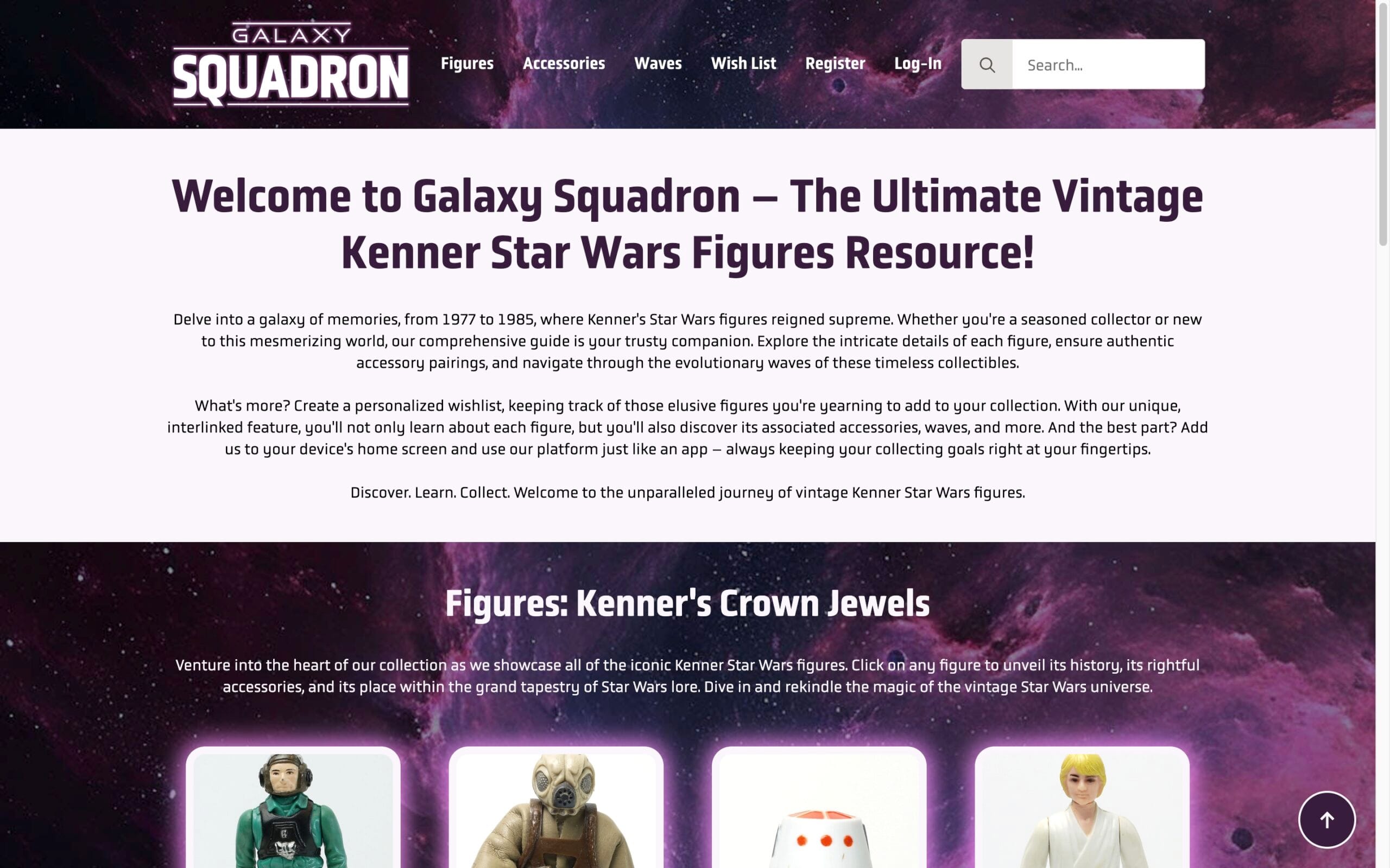 Galaxy Squadron vintage Star Wars figures website homepage