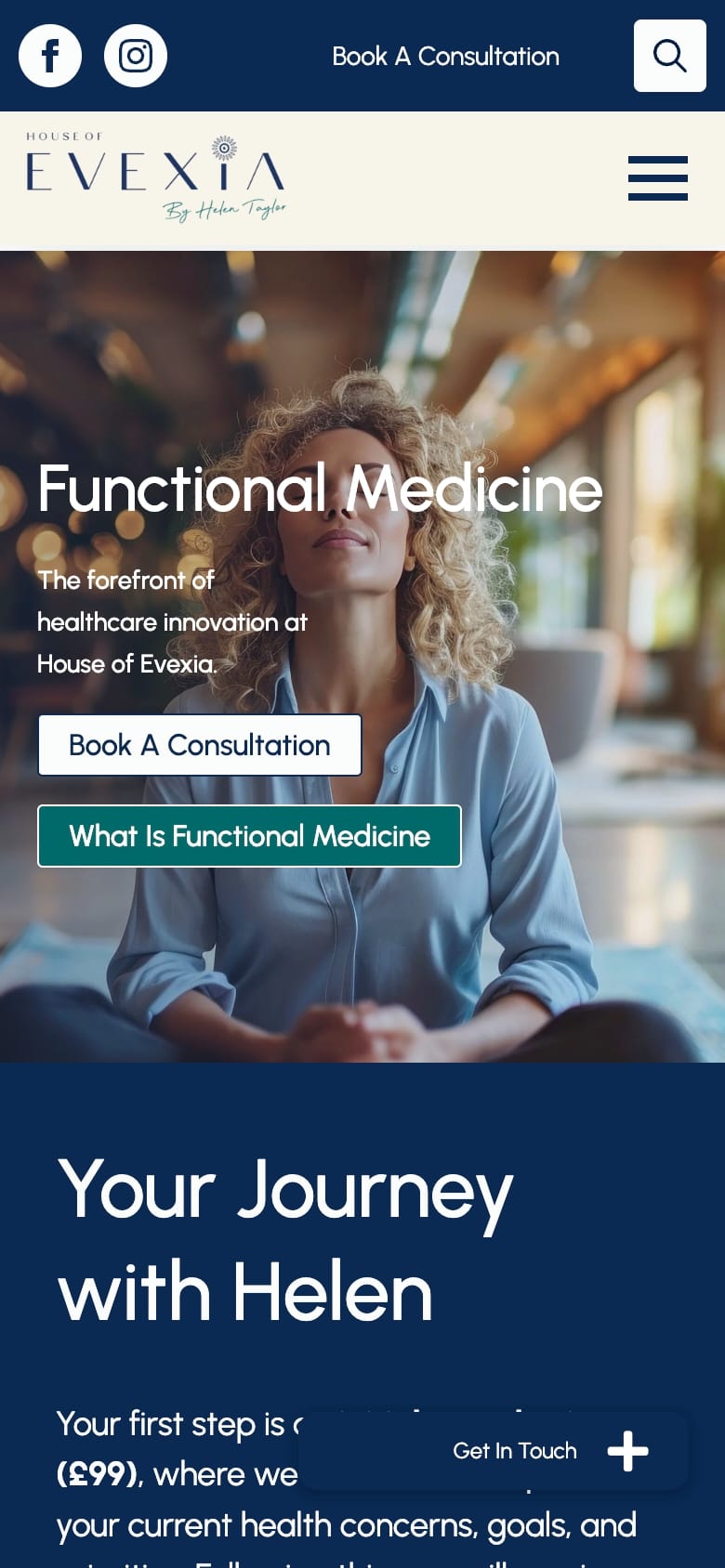 House of Evexia functional medicine consultation webpage